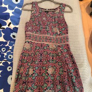 Pink/blue patterned summer dress, size M